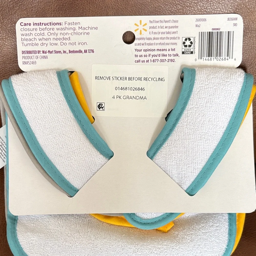 Parent's Choice 4 pack Infant Bibs with Koala Design